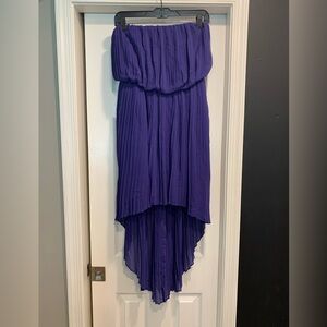 BCBG Generation Hi Lo Accordion Pleated  purple Passion dress Strapless Size SM